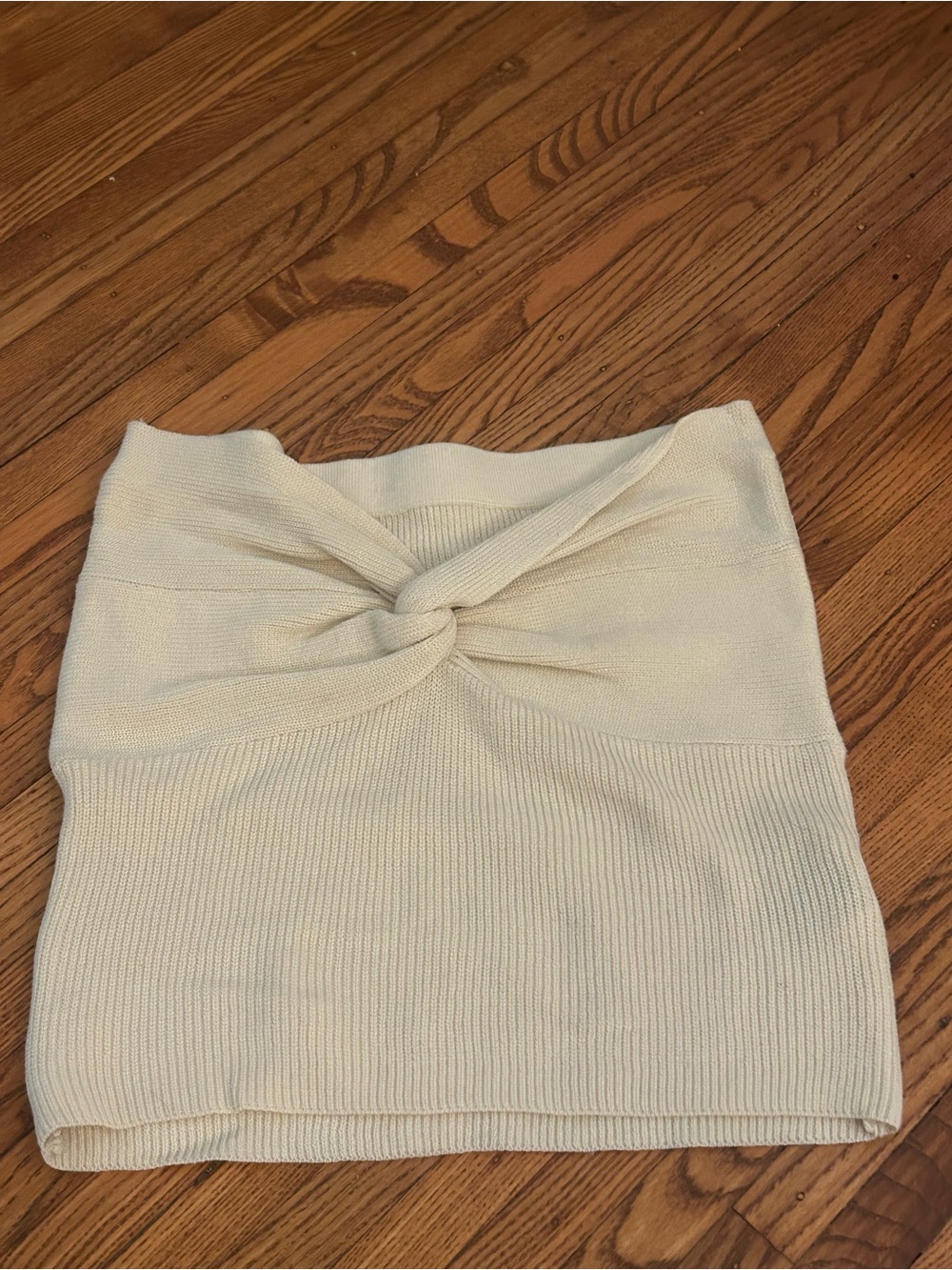 Cream Knit Twist Bandeau Tube Top
